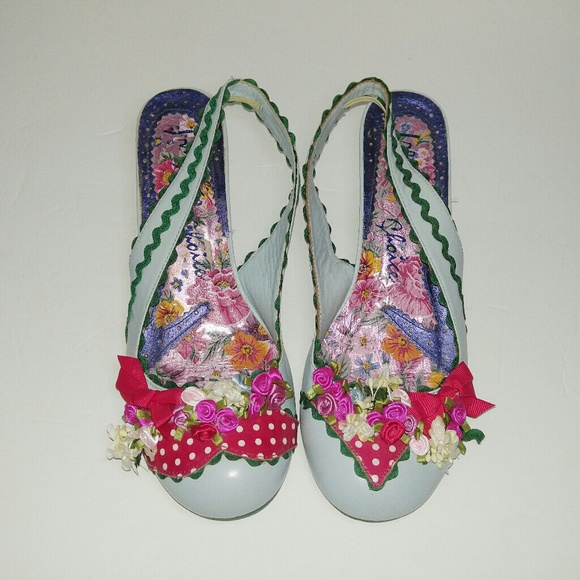 Irregular Choice Shoes - Irregular Choice Floral Blue Slingback Shoes